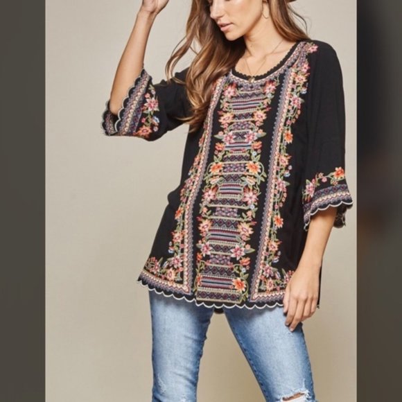 Boho Embroidered Woven Tunic - Picture 2 of 7